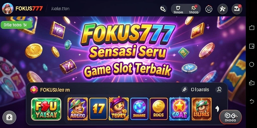 Tampilan utama gameplay FOKUS777 dengan banyak simbol menarik.