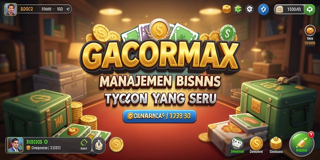 Screenshot GACORMAX menunjukkan antarmuka manajemen bisnis yang dinamis.