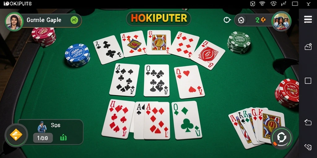 Tampilan seru gameplay Gaple di HOKIPUTER dengan fitur interaktif.